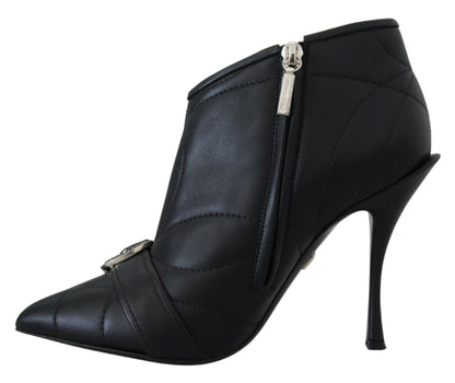 Dolce &amp; Gabbana Black Devotion Quilted Buckled Ankle Boots Shoes