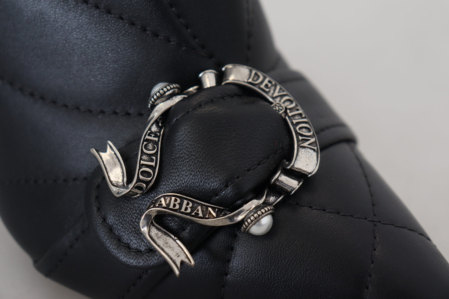 Dolce &amp; Gabbana Black Devotion Quilted Buckled Ankle Boots Shoes