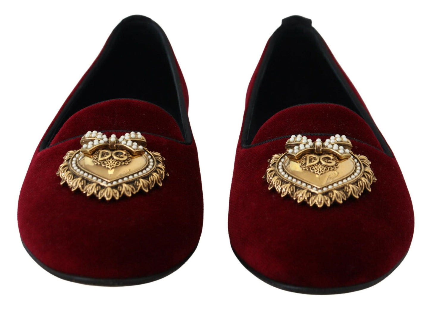 Dolce &amp; Gabbana Bordeaux Samt Slip-On Loafers Flats Schuhe