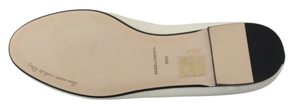 Dolce &amp; Gabbana – Slipper aus weißem Samt, flache Schuhe
