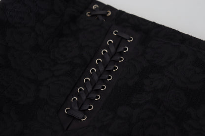 Dolce &amp; Gabbana – Schwarzer Mini-Bleistiftrock aus Brokat über dem Knie