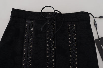Dolce &amp; Gabbana – Schwarzer Mini-Bleistiftrock aus Brokat über dem Knie