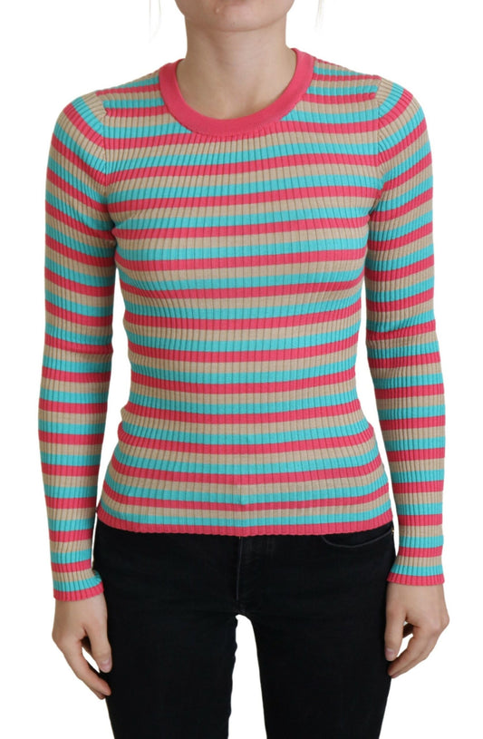 Dolce &amp; Gabbana Mehrfarbiger Pullover mit Rundhalsausschnitt aus Seide