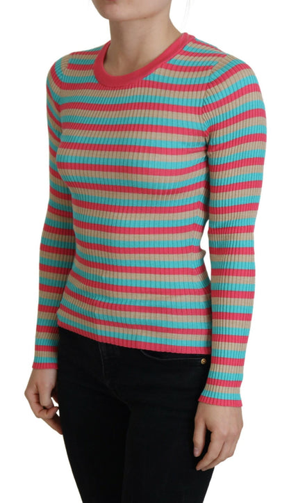 Dolce &amp; Gabbana Mehrfarbiger Pullover mit Rundhalsausschnitt aus Seide