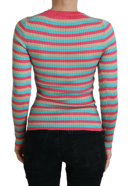 Dolce &amp; Gabbana Mehrfarbiger Pullover mit Rundhalsausschnitt aus Seide