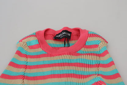 Dolce &amp; Gabbana Mehrfarbiger Pullover mit Rundhalsausschnitt aus Seide