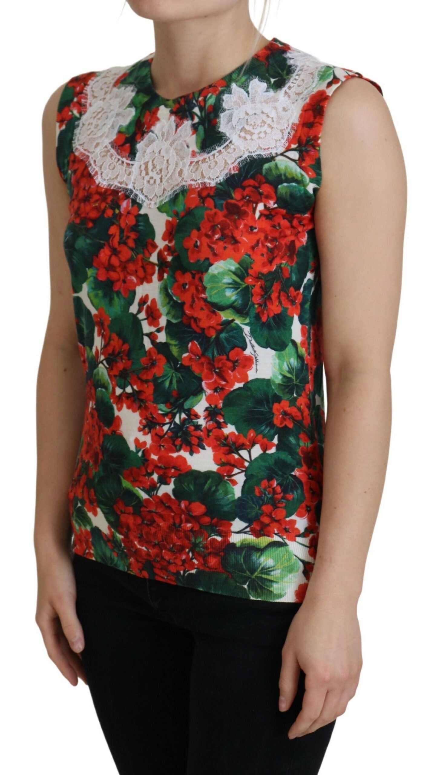 Dolce &amp; Gabbana White Floral Wool Lace Vest Tank Top