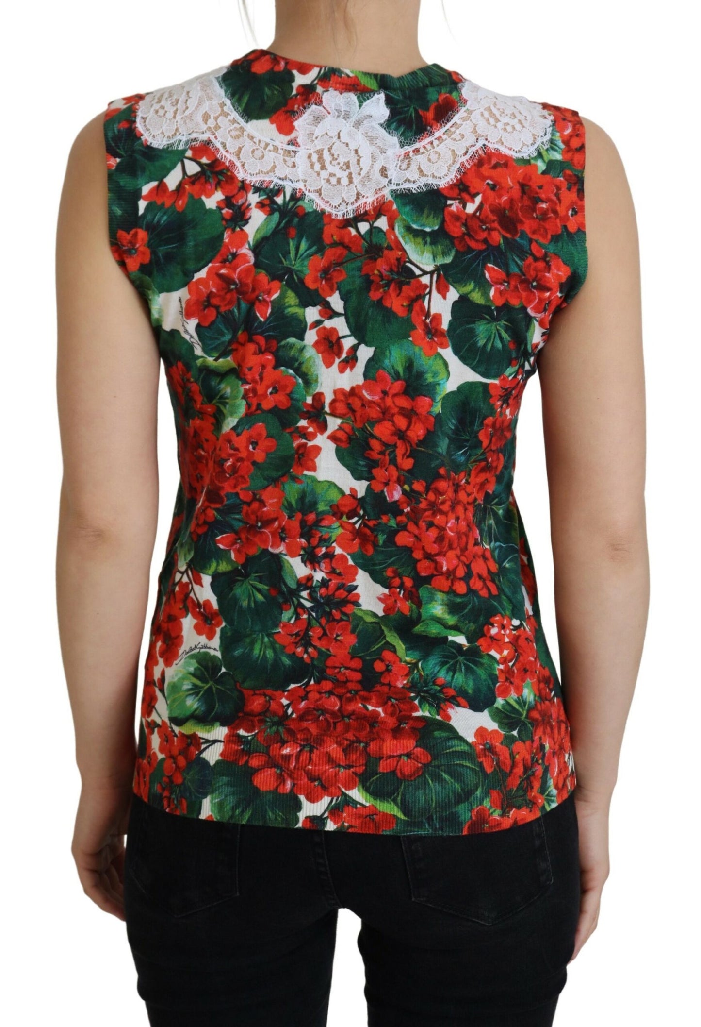 Dolce &amp; Gabbana White Floral Wool Lace Vest Tank Top