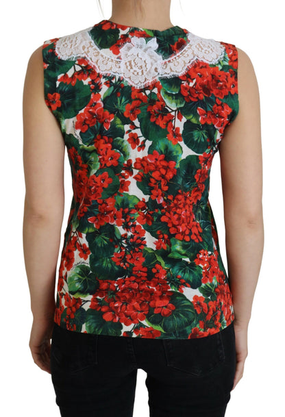 Dolce &amp; Gabbana White Floral Wool Lace Vest Tank Top
