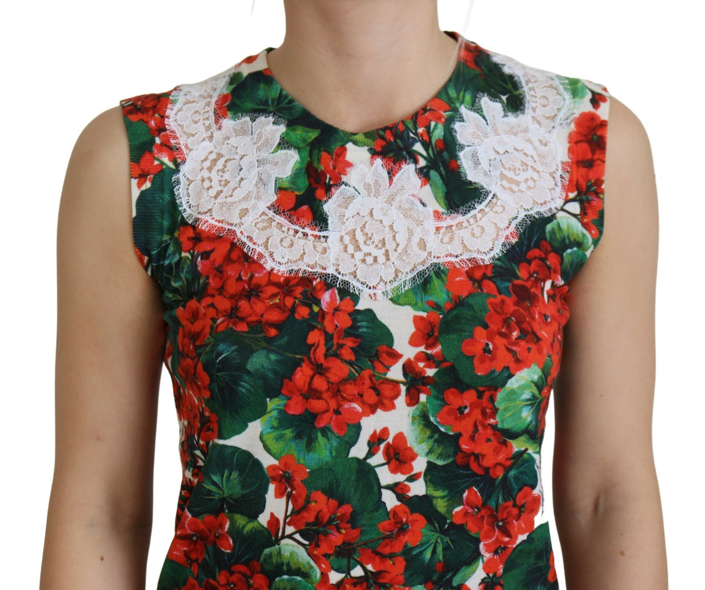 Dolce &amp; Gabbana White Floral Wool Lace Vest Tank Top