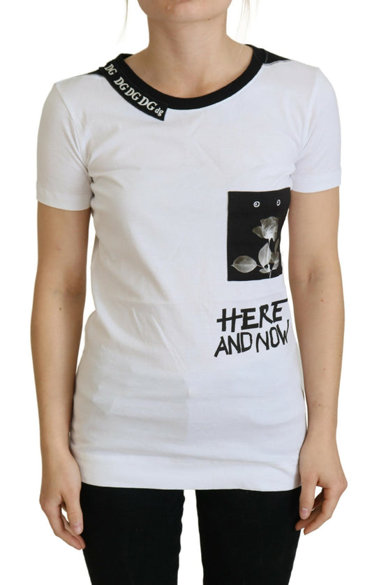 Dolce &amp; Gabbana Weißes Baumwoll-T-Shirt mit Rundhalsausschnitt