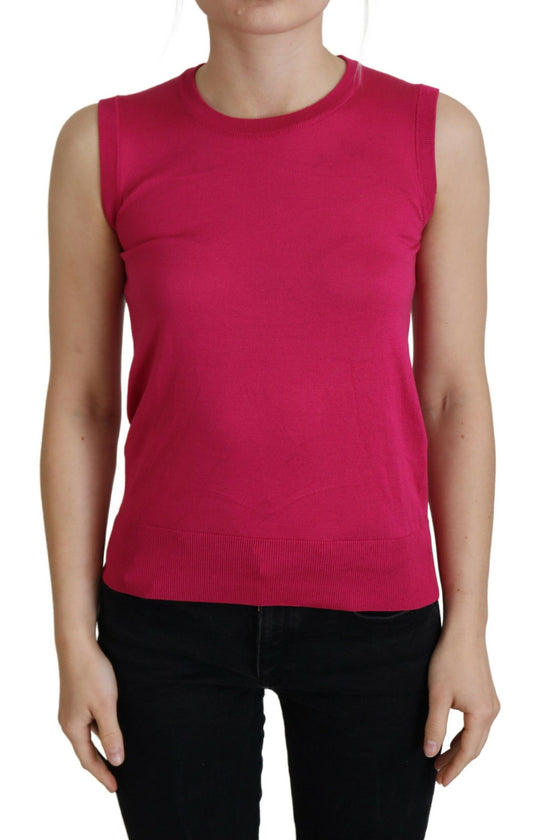 Dolce &amp; Gabbana – Tanktop mit Rundhalsausschnitt und Seidenweste in Rosa