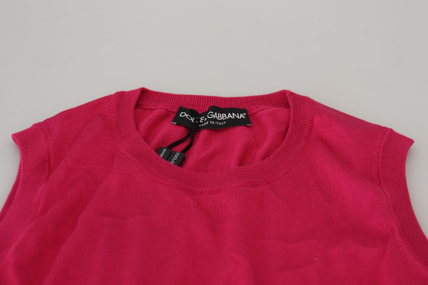 Dolce &amp; Gabbana Pink Silk Vest Pullover Crewneck Tank Top