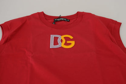 Dolce &amp; Gabbana Red Cotton DG Logo Tank Top T-shirt