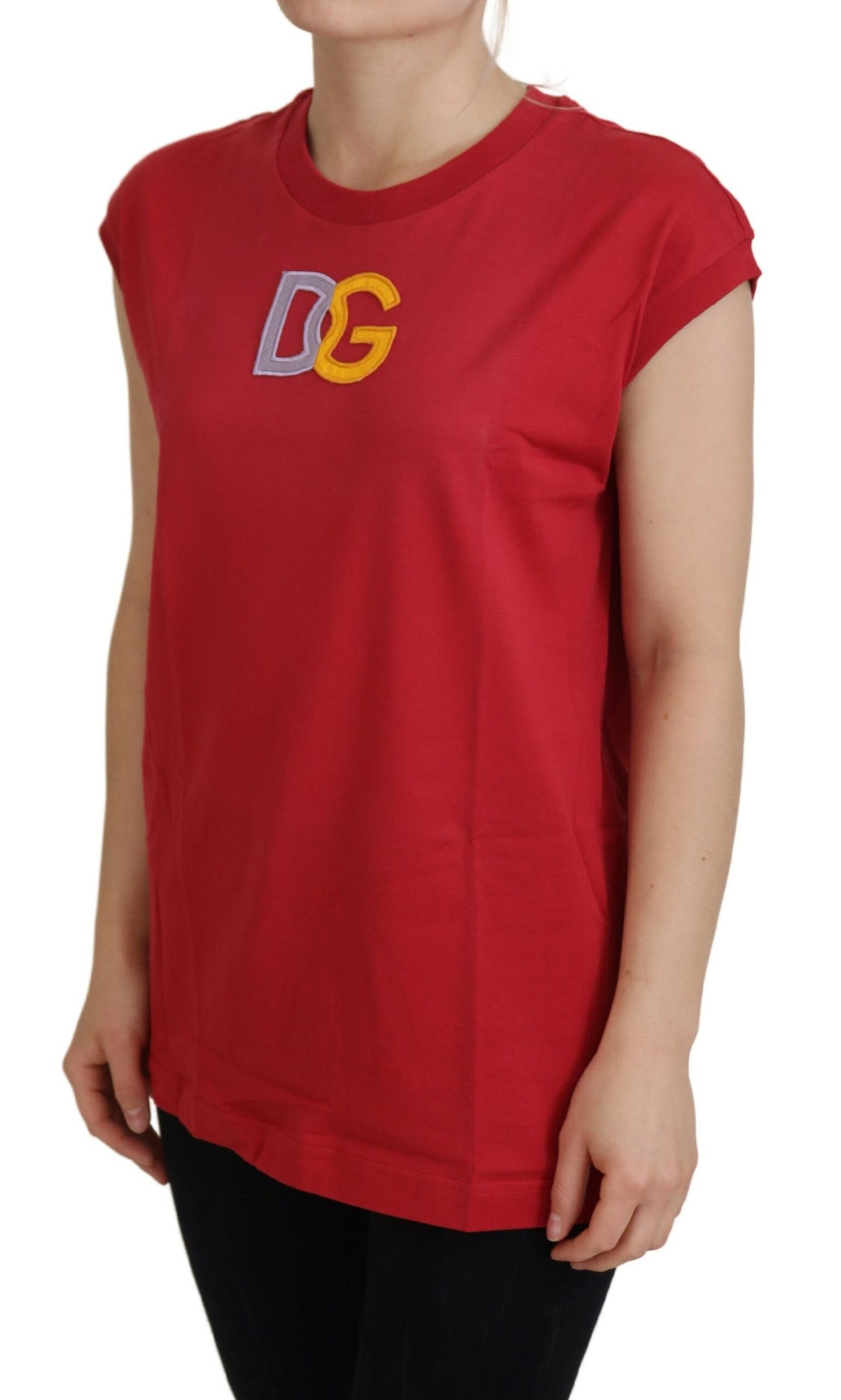 Dolce &amp; Gabbana Red Cotton DG Logo Tank Top T-shirt
