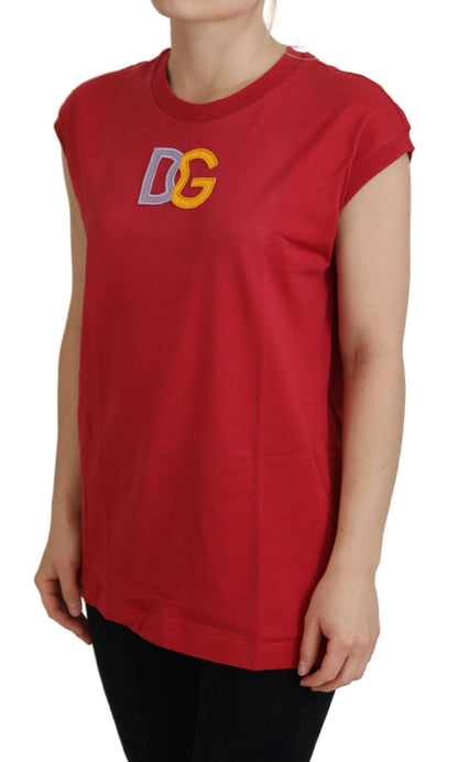 Dolce &amp; Gabbana Red Cotton DG Logo Tank Top T-shirt