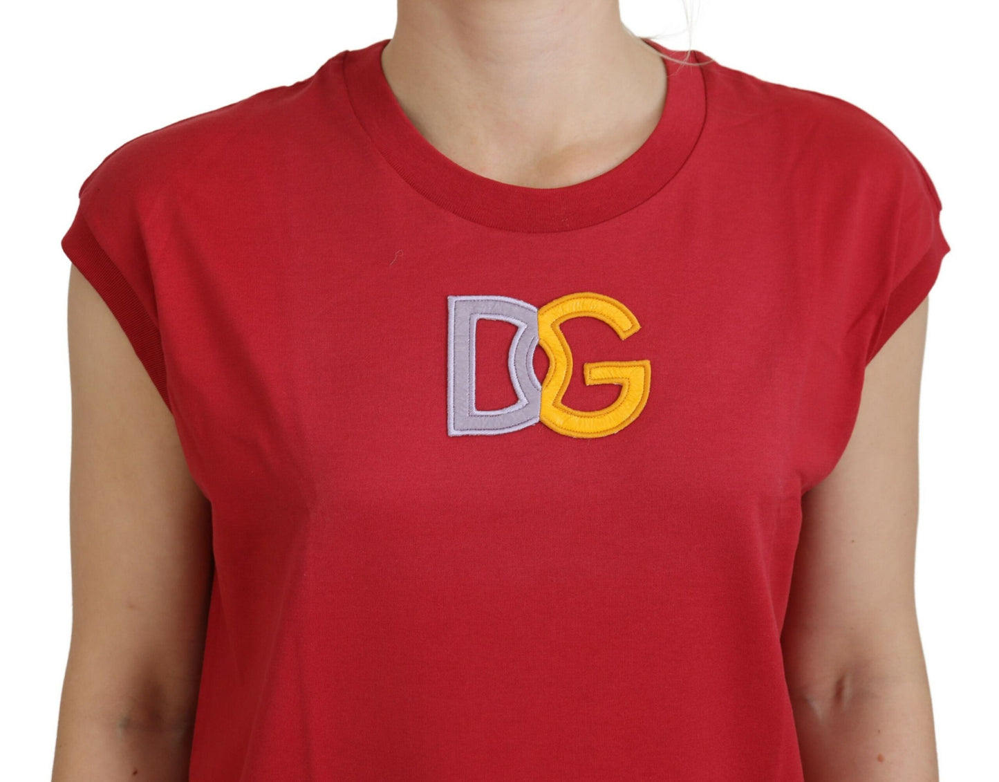 Dolce &amp; Gabbana Red Cotton DG Logo Tank Top T-shirt