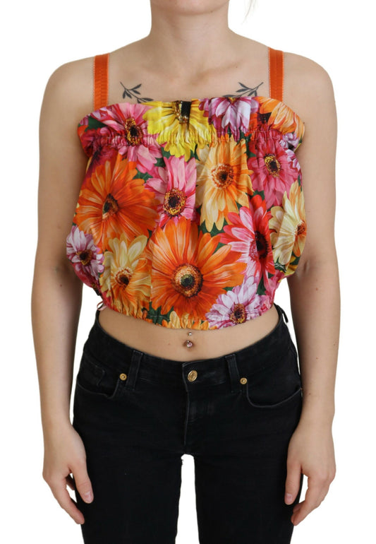 Dolce &amp; Gabbana Bluse – Kurzes Tanktop aus geblümter Baumwolle