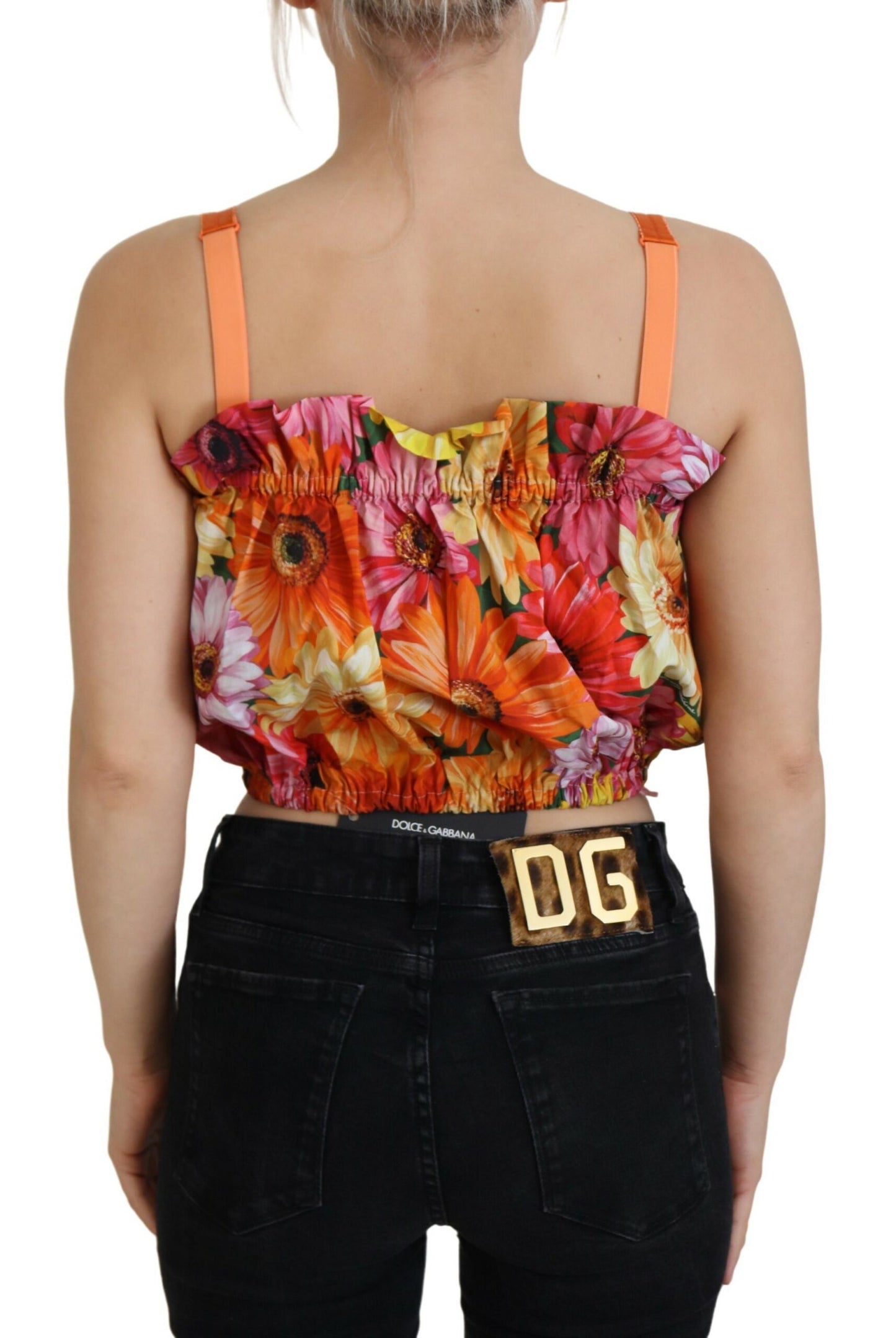 Dolce &amp; Gabbana Blouse Cropped Floral Cotton Tank Top
