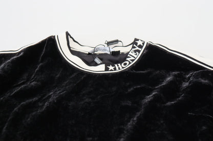 Dolce &amp; Gabbana – Schwarzer Pullover mit Rundhalsausschnitt aus Samt