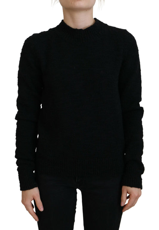 Dolce &amp; Gabbana – Schwarzer Pullover aus Wollstrick mit Rundhalsausschnitt