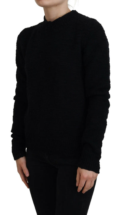 Dolce &amp; Gabbana – Schwarzer Pullover aus Wollstrick mit Rundhalsausschnitt