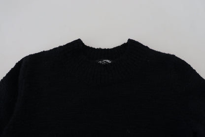 Dolce &amp; Gabbana – Schwarzer Pullover aus Wollstrick mit Rundhalsausschnitt
