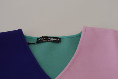 Dolce &amp; Gabbana – Mehrfarbiger Pullover aus Viskose mit V-Ausschnitt und langen Ärmeln