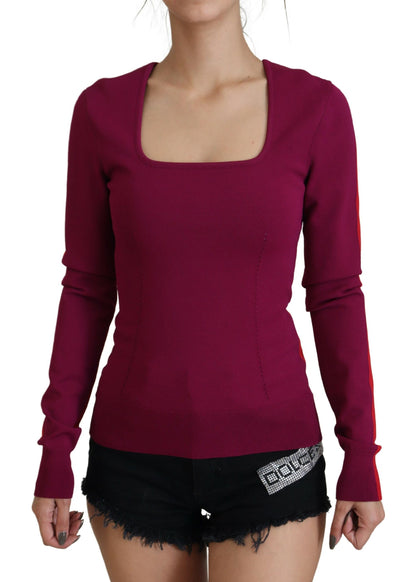 Dolce &amp; Gabbana Mehrfarbiger Pullover aus Viskose mit quadratischem Ausschnitt