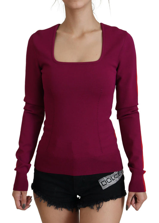 Dolce &amp; Gabbana Mehrfarbiger Pullover aus Viskose mit quadratischem Ausschnitt