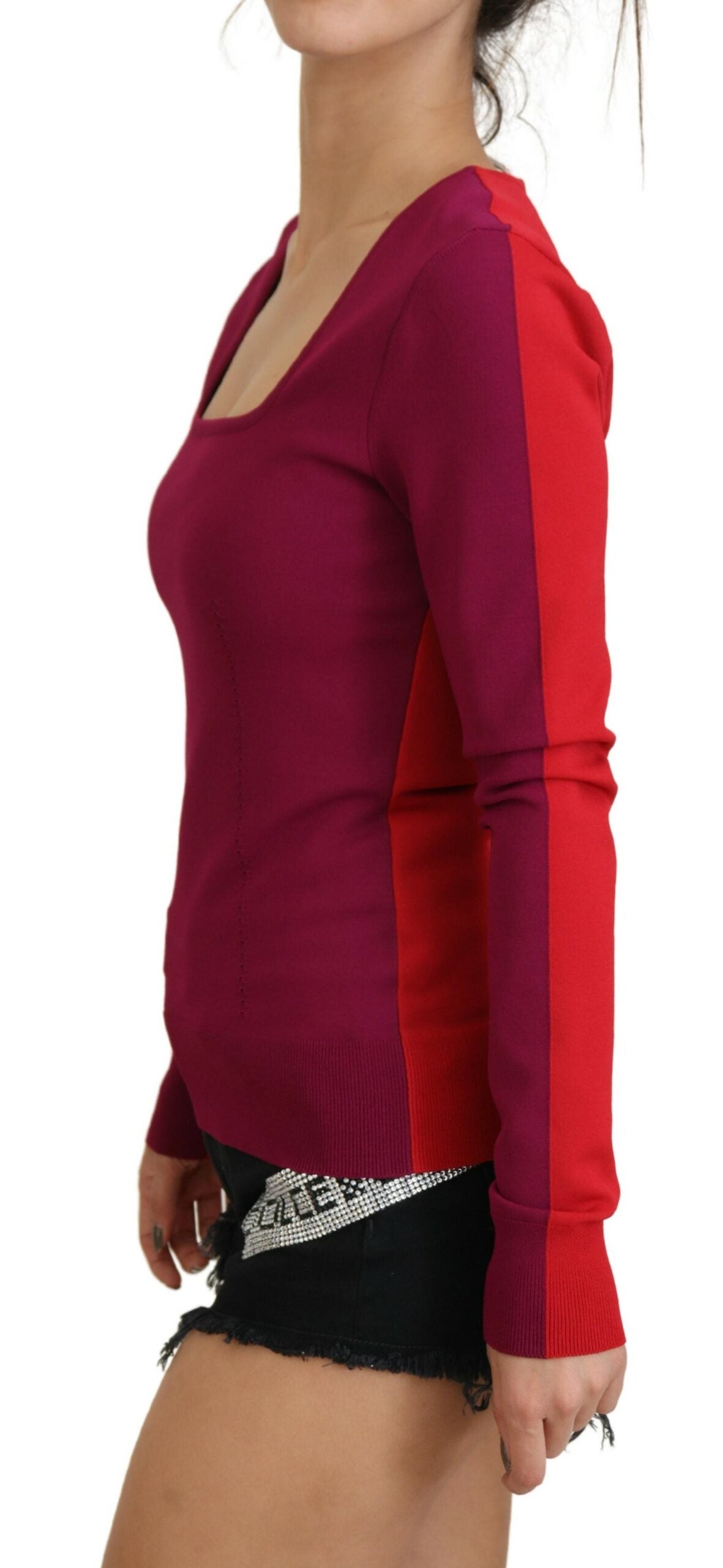 Dolce &amp; Gabbana Mehrfarbiger Pullover aus Viskose mit quadratischem Ausschnitt