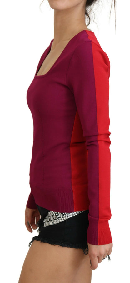 Dolce &amp; Gabbana Mehrfarbiger Pullover aus Viskose mit quadratischem Ausschnitt
