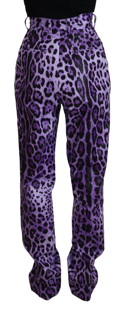 Dolce &amp; Gabbana Lila Hose mit hohem Bund und Leopardenmuster