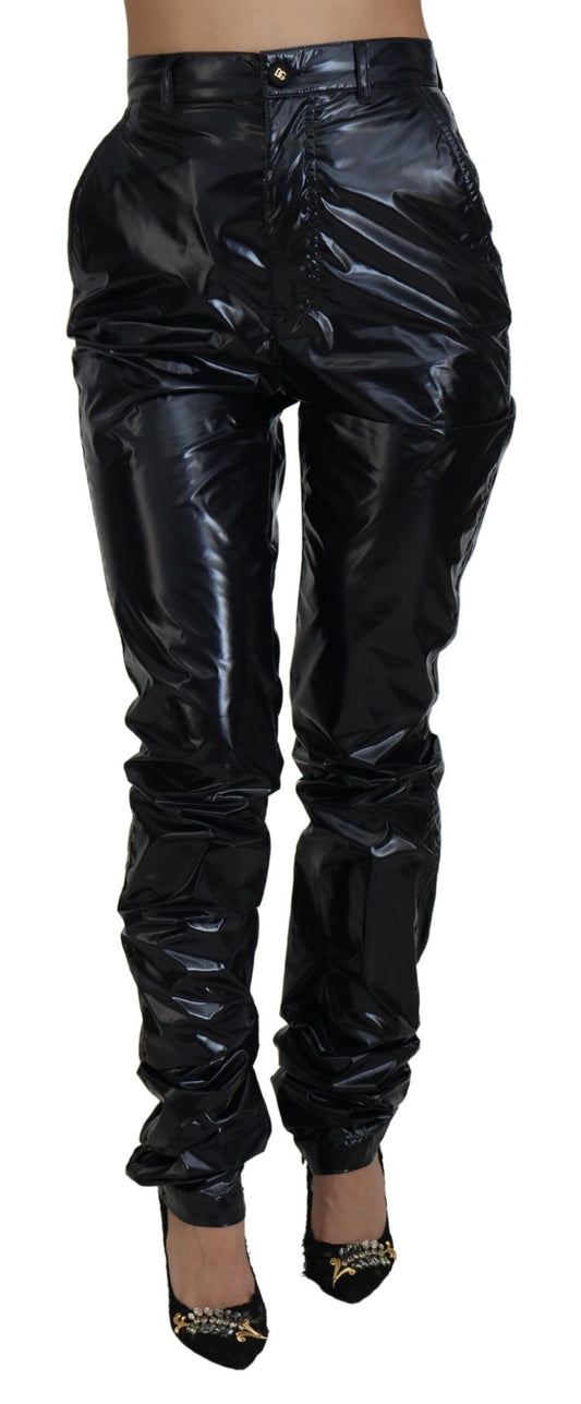 Dolce &amp; Gabbana – Schwarze Skinny-Hose aus Nylon mit hoher Taille