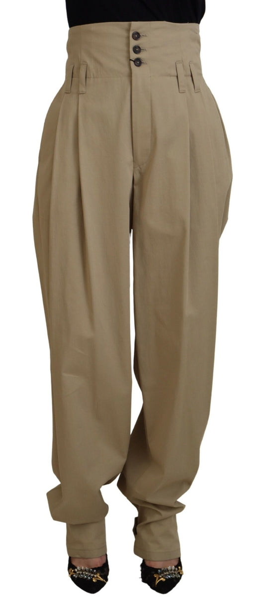 Dolce &amp; Gabbana – Karottenhose aus brauner Baumwolle mit hoher Taille