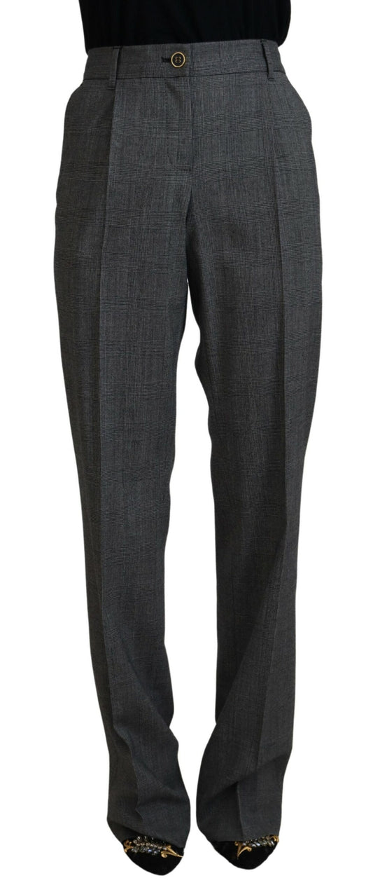 Dolce &amp; Gabbana Graue Wollhose mit hoher Taille für Damen