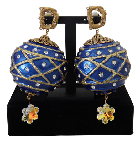 Dolce &amp; Gabbana – Ohrclips aus goldfarbenem Messing mit blauen Kugeln und Kristallen