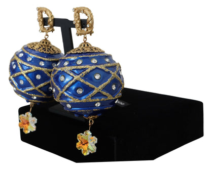 Dolce &amp; Gabbana – Ohrclips aus goldfarbenem Messing mit blauen Kugeln und Kristallen