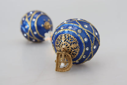 Dolce &amp; Gabbana – Ohrclips aus goldfarbenem Messing mit blauen Kugeln und Kristallen