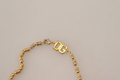 Dolce &amp; Gabbana – Halskette mit Logo und Anhänger „Super Pig“ aus goldenem Messing