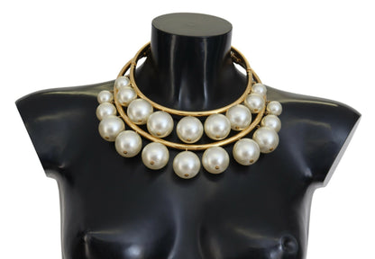 Dolce &amp; Gabbana – Choker-Halskette aus Messing mit weißer Kunstperle