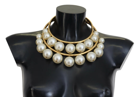 Dolce &amp; Gabbana – Choker-Halskette aus Messing mit weißer Kunstperle