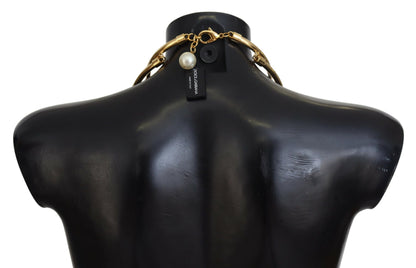 Dolce &amp; Gabbana – Choker-Halskette aus Messing mit weißer Kunstperle
