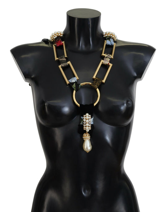 Dolce &amp; Gabbana – Statement-Halskette „Sicily“ aus goldenem Messing mit Kristallen