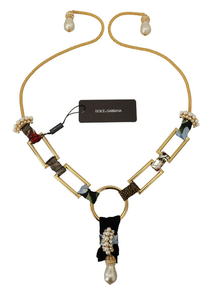 Dolce &amp; Gabbana – Statement-Halskette „Sicily“ aus goldenem Messing mit Kristallen