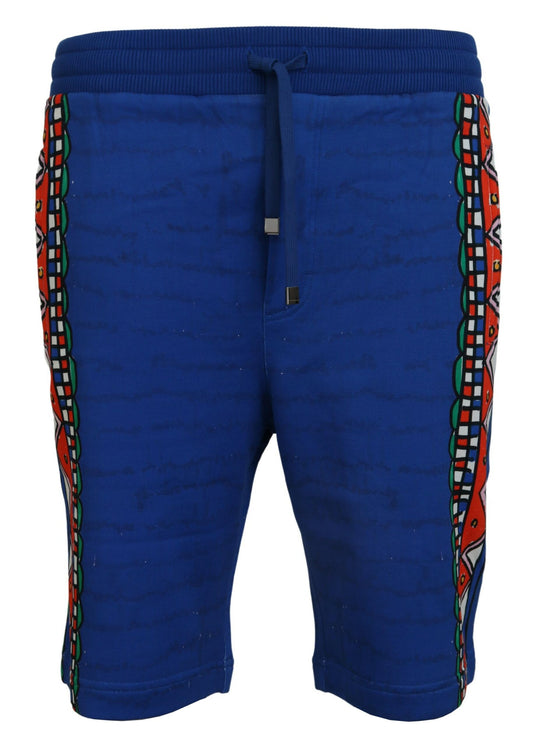 Dolce &amp; Gabbana – Blaue Bermudashorts aus bedruckter Baumwolle