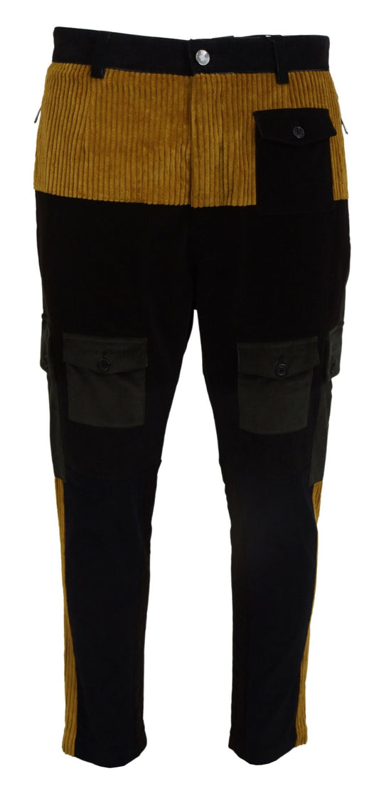 Dolce &amp; Gabbana Schwarz Gelb Baumwolle Herren Hosen