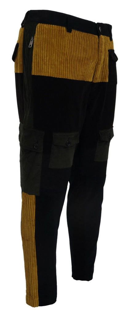 Dolce &amp; Gabbana Schwarz Gelb Baumwolle Herren Hosen