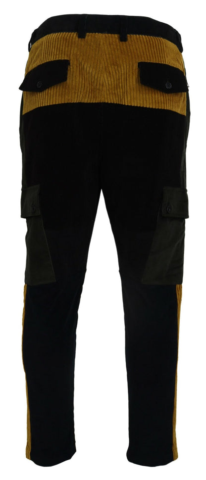Dolce &amp; Gabbana Schwarz Gelb Baumwolle Herren Hosen