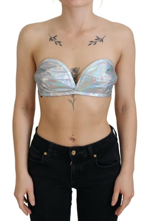 Dolce &amp; Gabbana – Bustier-BH-Oberteil mit holografischem Effekt in Silber